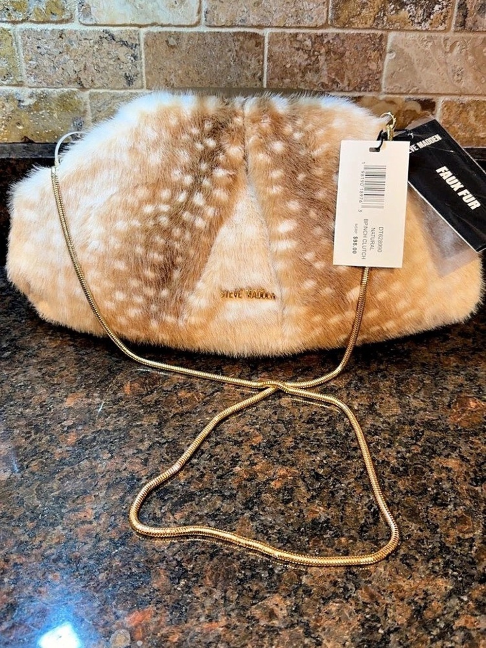Steve Madden Fawn Faux Fur Pinch Clutch Bag